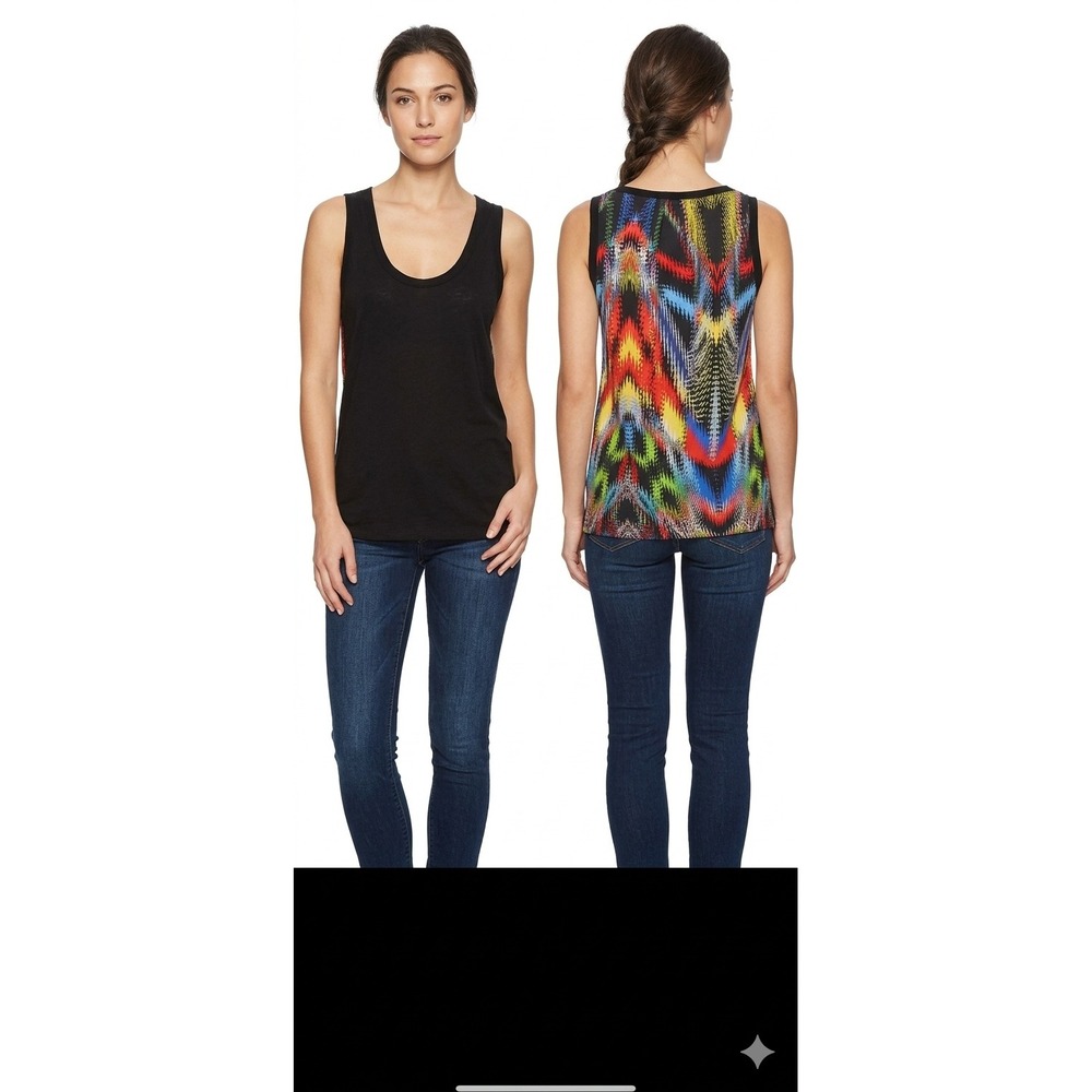 Missoni Tank Top Women Size L Black Multicolor Zigzag Back Designer